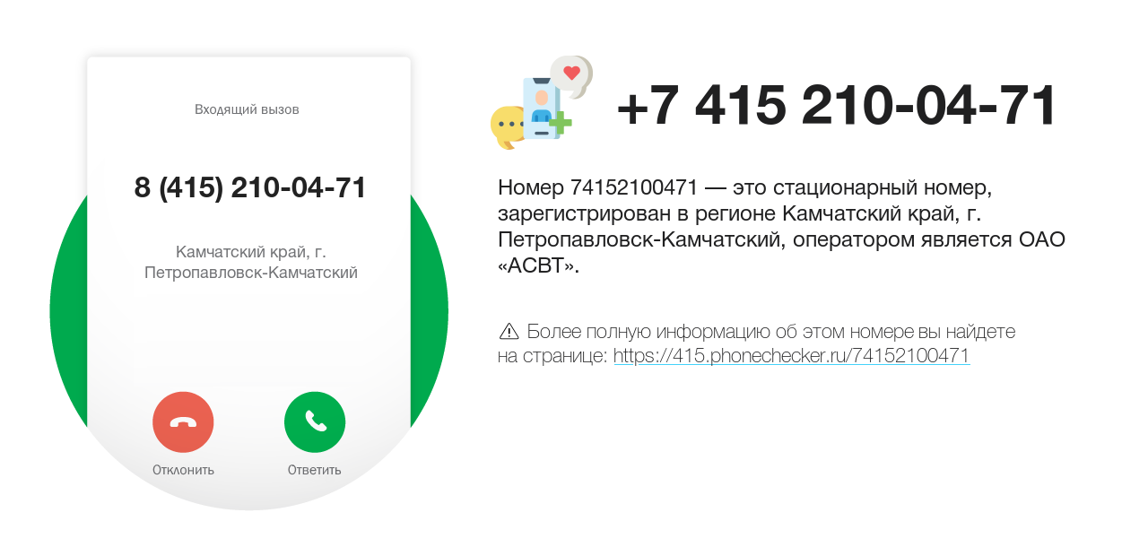 Номер телефона 8 (415) 210-04-71