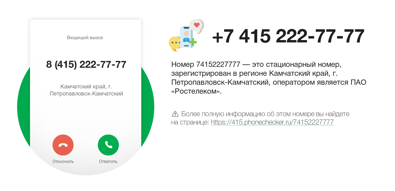 Номер телефона 8 (415) 222-77-77