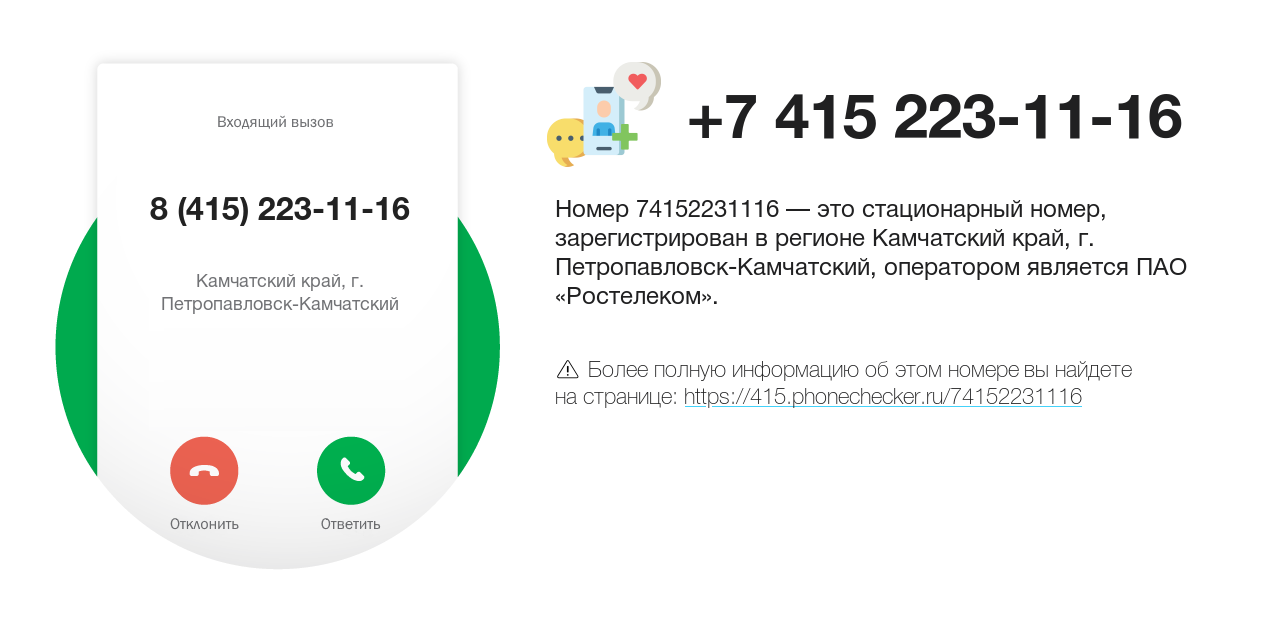 Номер телефона 8 (415) 223-11-16