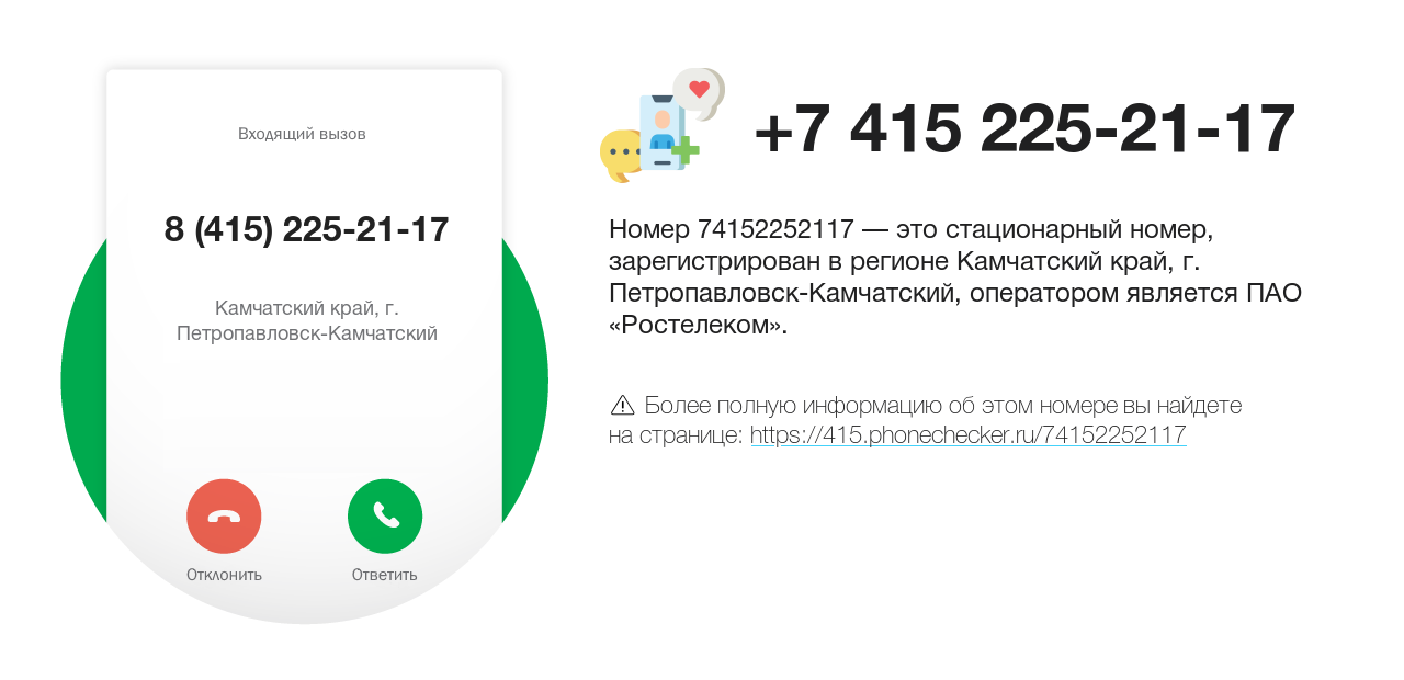 Номер телефона 8 (415) 225-21-17