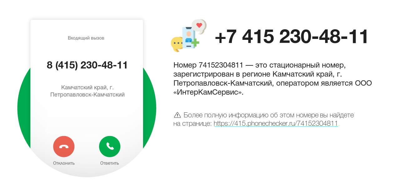 Номер телефона 8 (415) 230-48-11