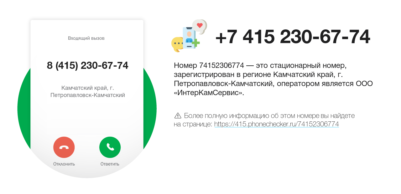 Номер телефона 8 (415) 230-67-74