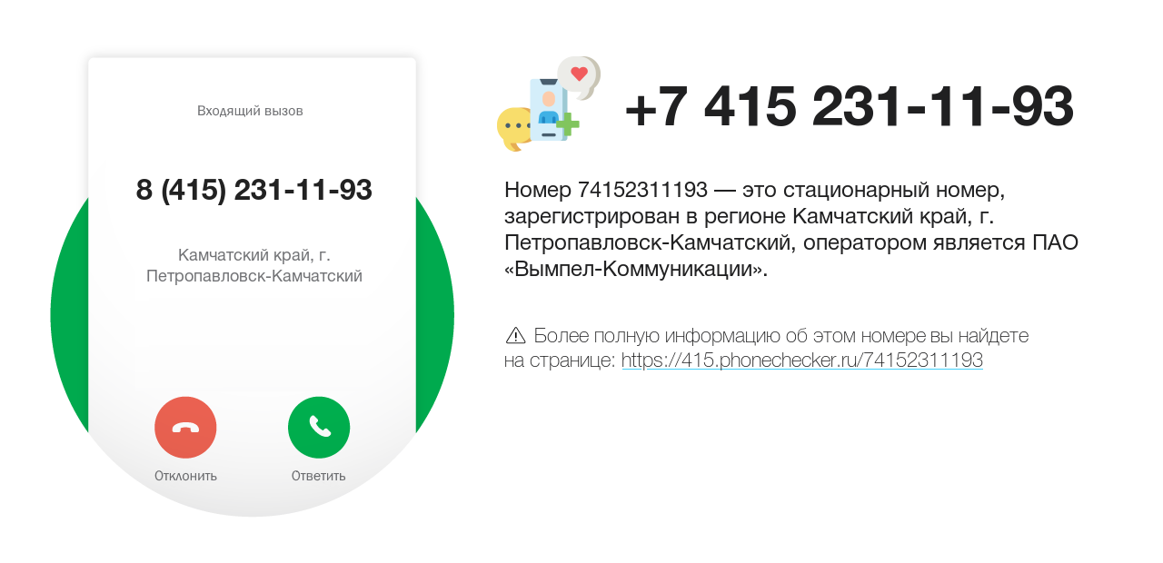 Номер телефона 8 (415) 231-11-93