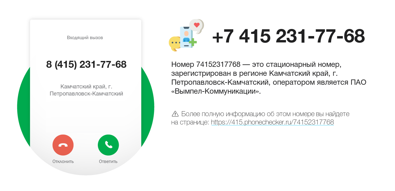 Номер телефона 8 (415) 231-77-68