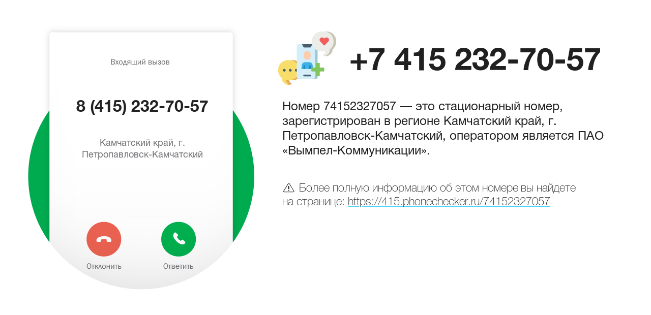 Номер телефона 8 (415) 232-70-57