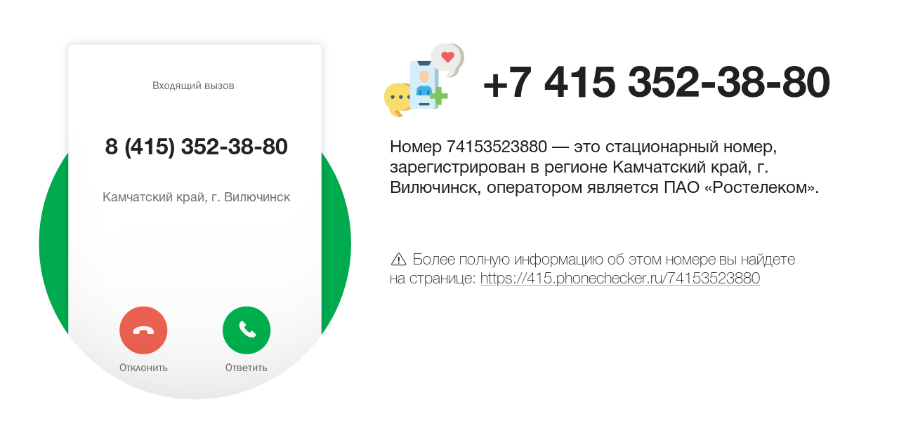 Номер телефона 8 (415) 352-38-80