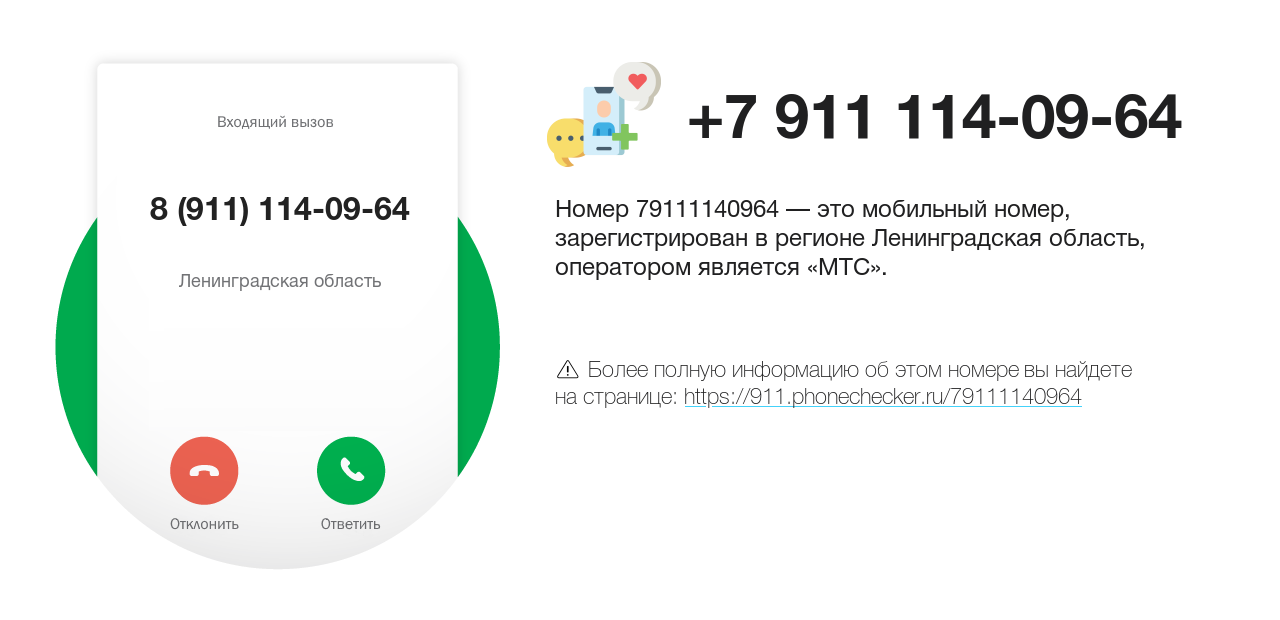 Номер телефона 8 (911) 114-09-64