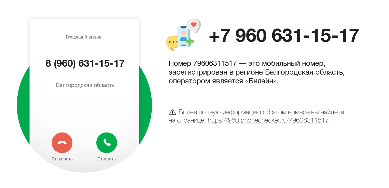 Номер телефона 8 (960) 631-15-17