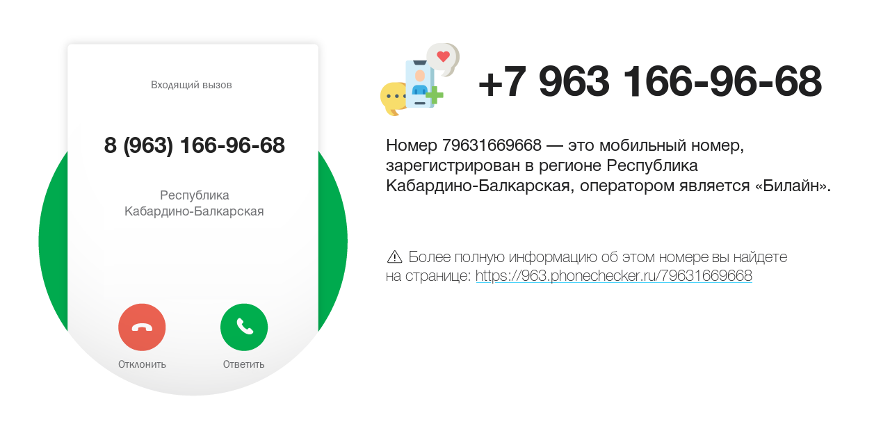 Номер телефона 8 (963) 166-96-68