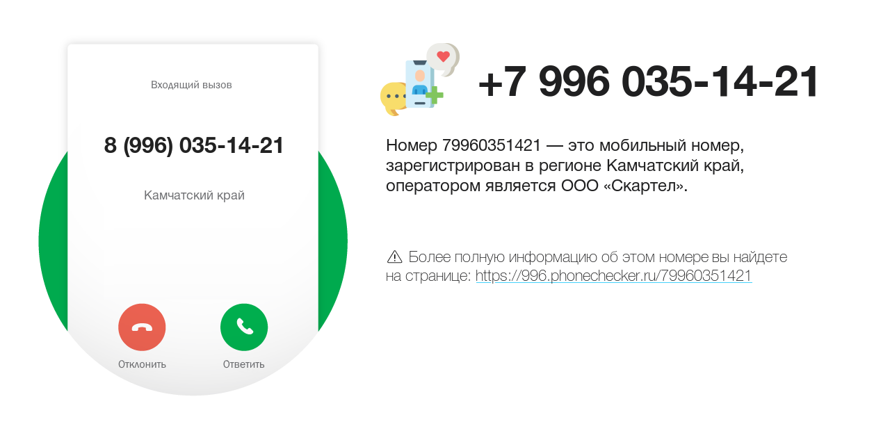 Номер телефона 8 (996) 035-14-21