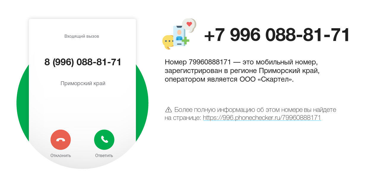 Номер телефона 8 (996) 088-81-71