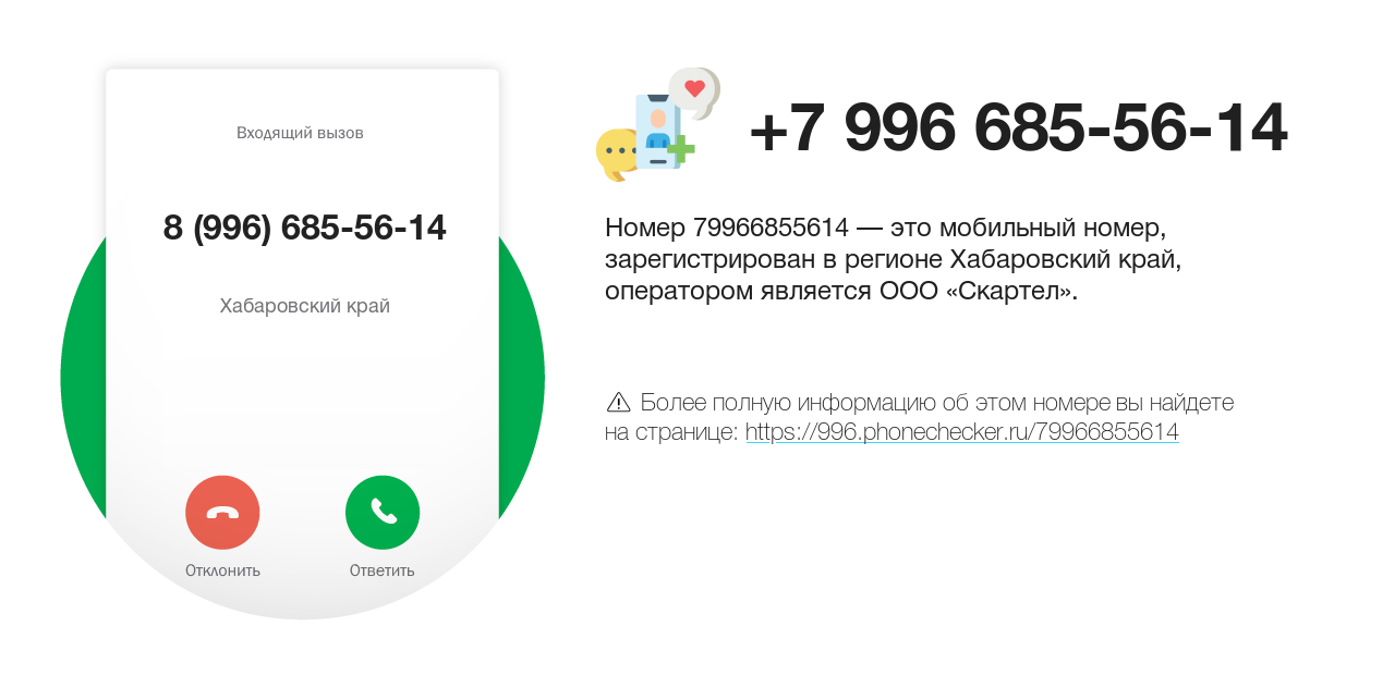 Номер телефона 8 (996) 685-56-14