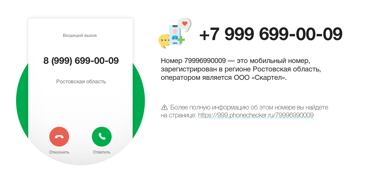 Номер телефона 8 (999) 699-00-09