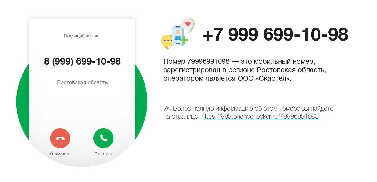Номер телефона 8 (999) 699-10-98